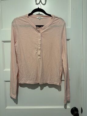 Z Supply Light Pink Long Sleeve Henley Top